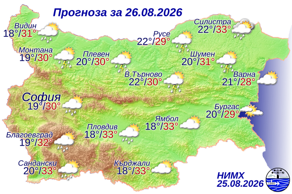 Ето какво време ни очаква на 26 август 2026 г.