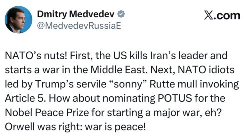 Медведев заяви, че Тръмп трябва да бъде номиниран за Нобелова награда "за започване на война"