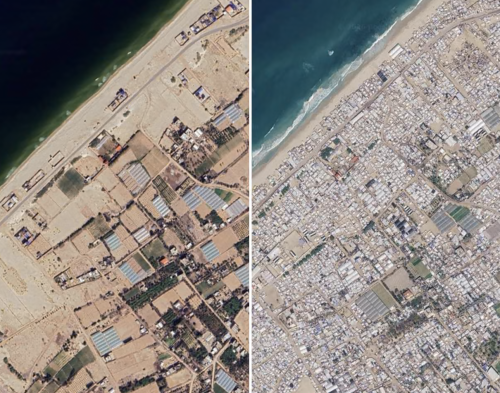 Google Maps показа Газа след войната: квартали изчезнаха, палатки стигат до морето