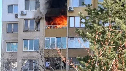 Пожар избухна в блок в &bdquo;Гео Милев&ldquo;: Жена пострада, пламъци и дим се виждат от улицата