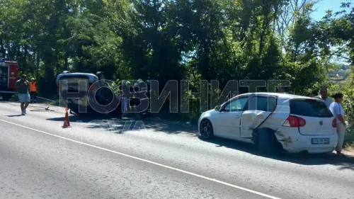 Верижна катастрофа с три автомобила затрудни движението по пътя София &ndash; Варна край Велико Търново