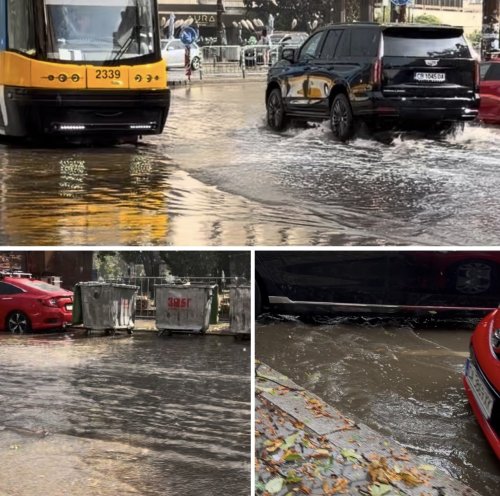 (ВИДЕО) София под лед и вода: огромна градушка удари столицата, улици се превърнаха в реки