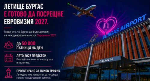 Летище Бургас готово за наплива от пътници за &bdquo;Евровизия 2027&ldquo;