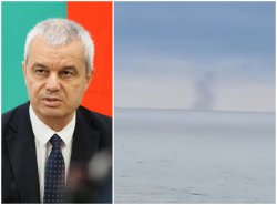 Костадинов публикува кадри от ударения кораб край нос Калиакра: Вижте как изглежда войната (ВИДЕО)